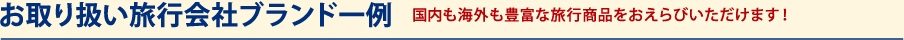 お取り扱い旅行会社ブランド一例　国内も海外も豊富な旅行商品をおえらびいただけます！